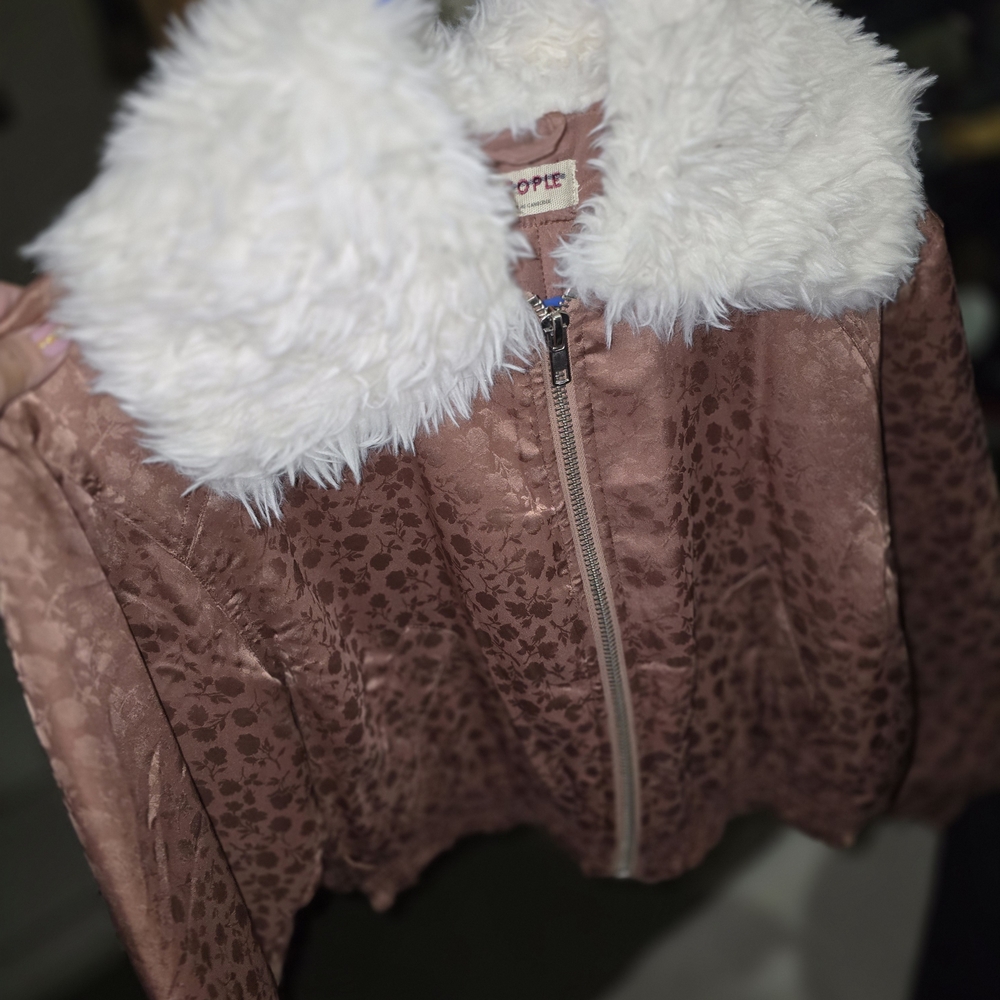 Free People Brown Jacket with White Faux Fur
